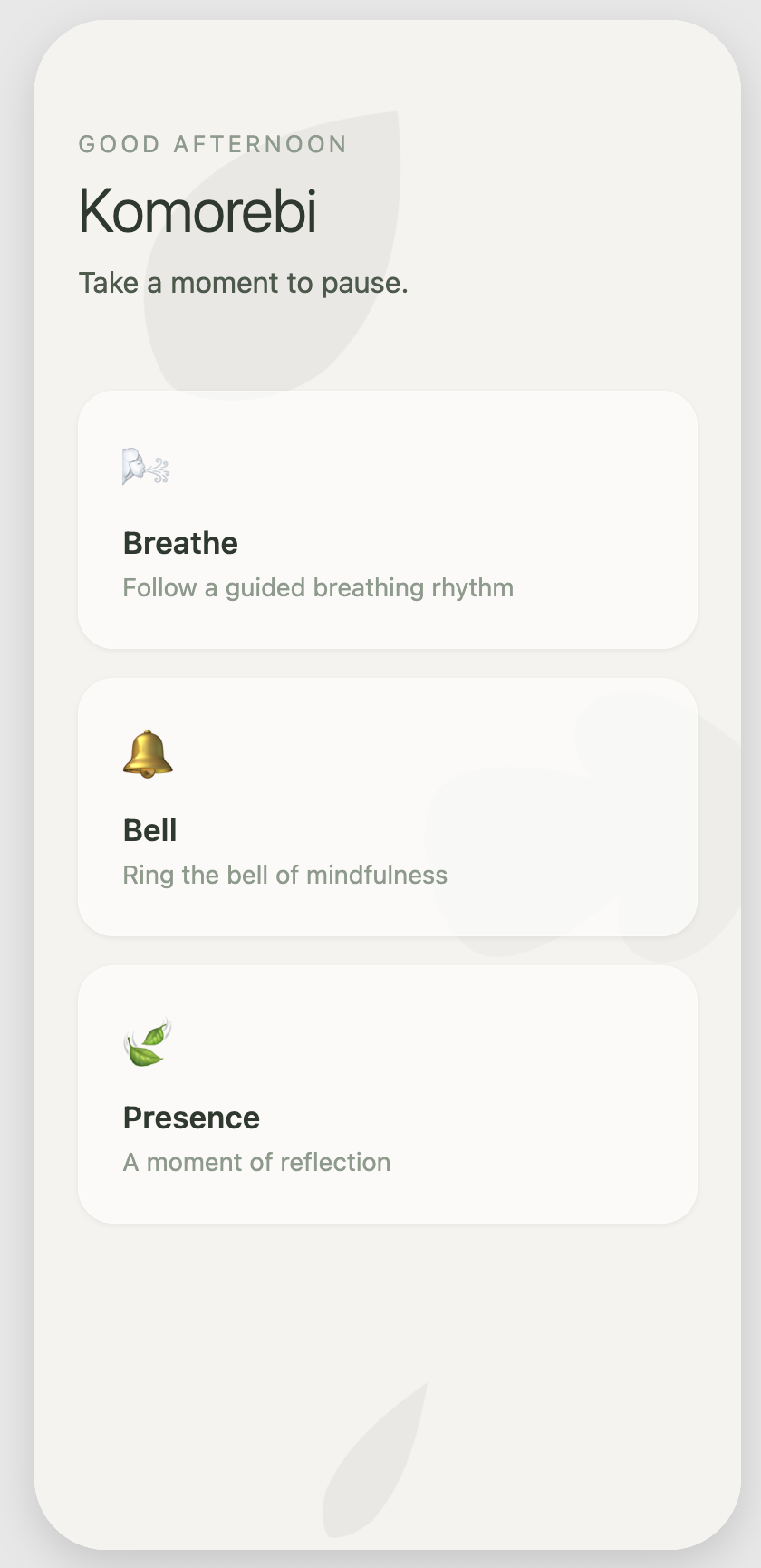 Komorebi home screen